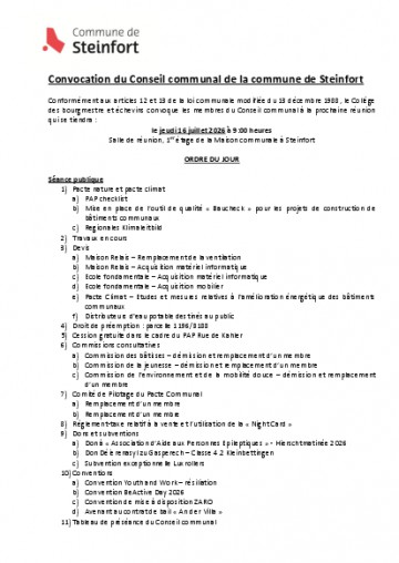 CC160726 - Convocation Conseil communal