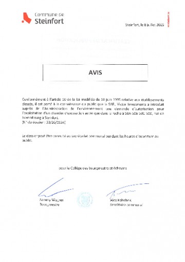 Etablissements classes - Demande 3B260034