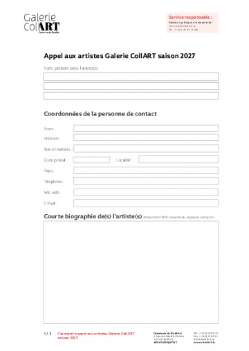 Appel aux artistes pour 2027