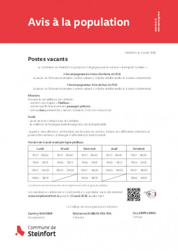 Avis postes vacants Pedibus