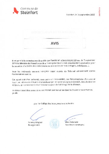 Etablissements classés - arrêté n°320260124119 ces.