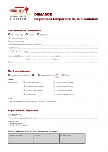 FR - Demande pour un règlement temporaire de circulation