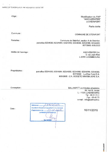 PAP - Aischzenter à Steinfort - modification - partie ecrite