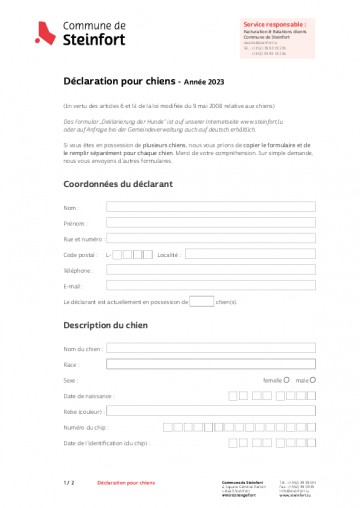 FR - Déclaration pour chiens