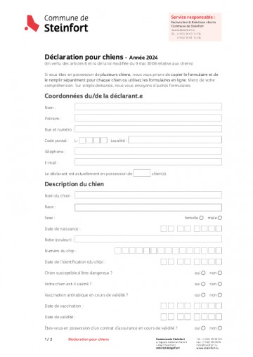 FR - Déclaration pour chiens