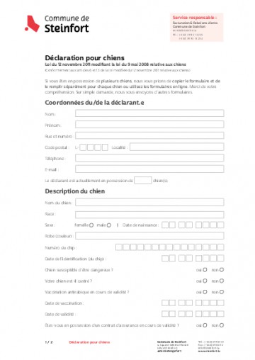FR - Déclaration pour chiens