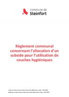 Règlement communal concernant les couches hygièniques