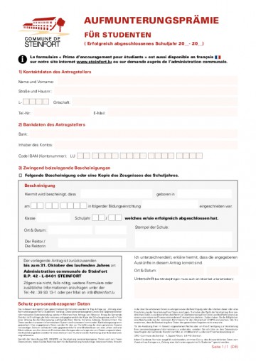 DE - Aufmunterungsprämie für Studenten
