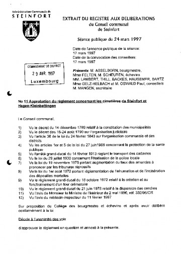 Règlement sur les cimetières