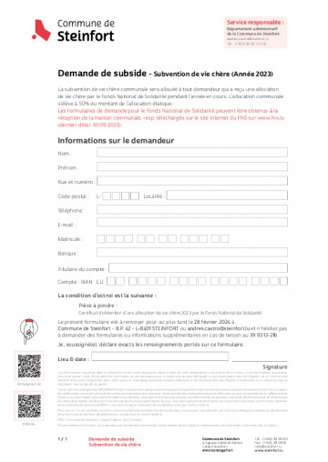 Subvention de vie chère 2023