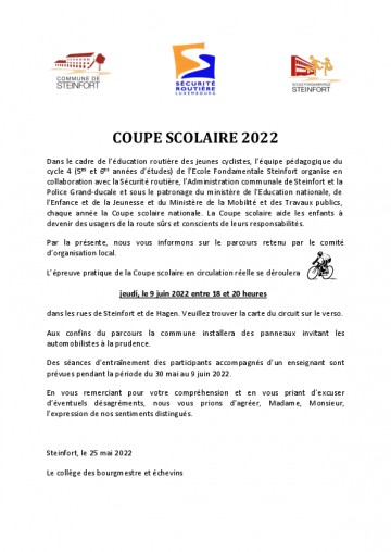 2022 05 28 Coupe Scolaire 2022 Info