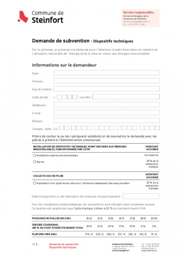 Demande de Subvention -  Dispositifs techniques