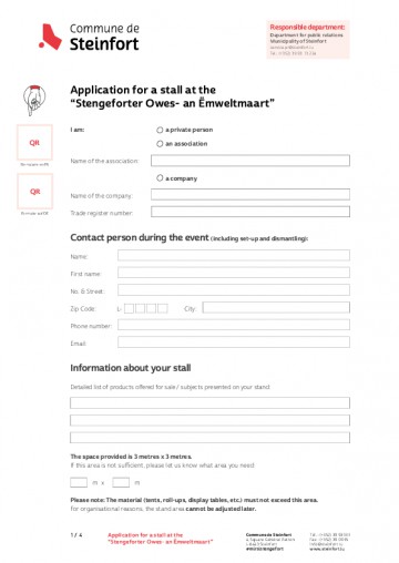EN - Demande pour un emplacement au Stengeforter Owes-an Emweltmaart