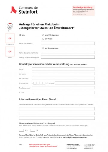 DE - Demande pour un emplacement au Stengeforter Owes-an Emweltmaart