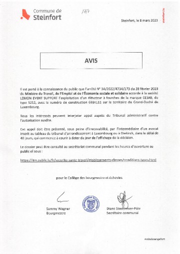 Avis au public Lemon Event Support 3A20224734173