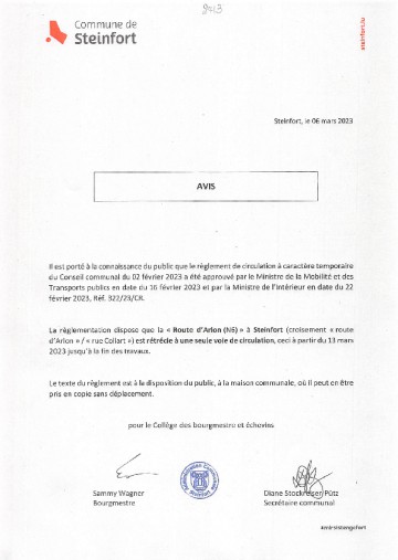 Avis au public Règlement circ temp 19)