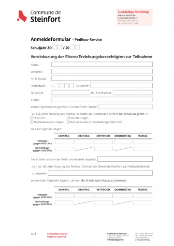 Anmeldeformular Pedibus