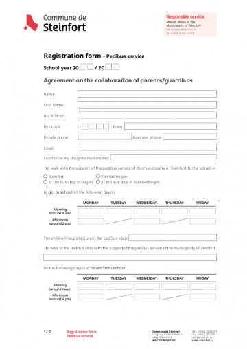 Registration form Pedibus