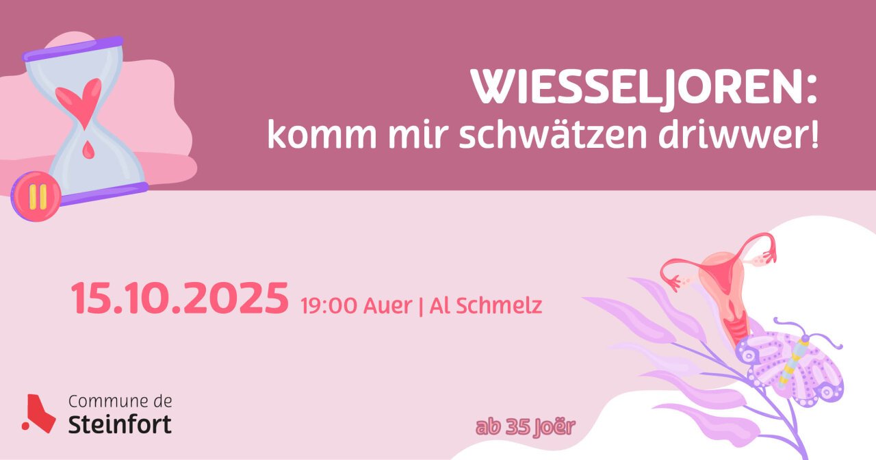 Conférence « Wiesseljoren: komm mir schwätzen driwwer ! » le 15 octobre 2025 à 19h00 à Al Schmelz à Steinfort.